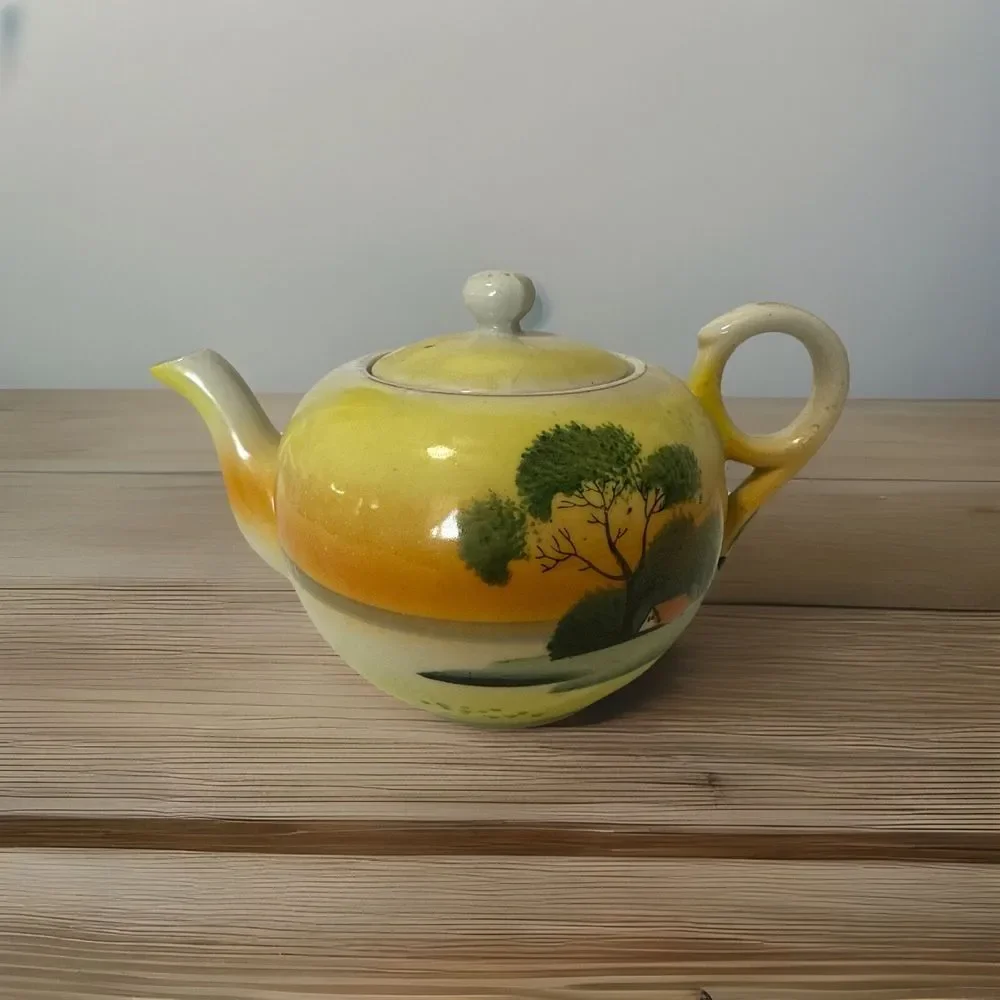 Vintage Made in Japan Porcelain Tea Sunset Over Lake‎ Teapot